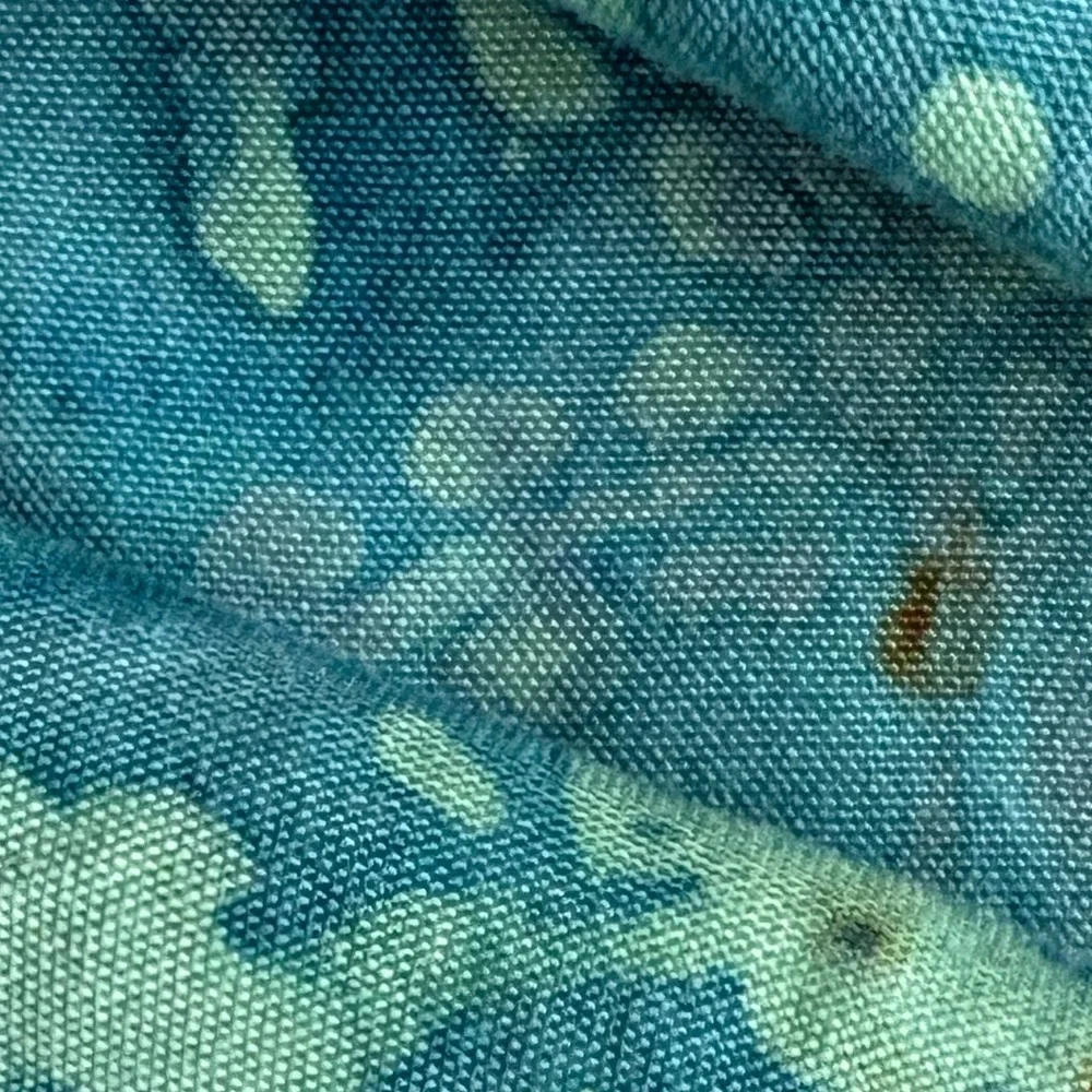 Batik Teal and Green Patterned Scarf Measuring 21 Inches by 62 Inches - Picture 5 of 5